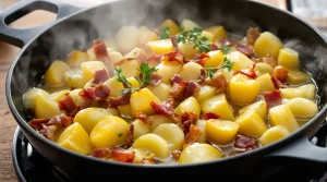 « Je la prépare en 10 minutes pour toute la famille » : ma poêlée poireaux-pommes-lardons ultra rapide qui dépanne